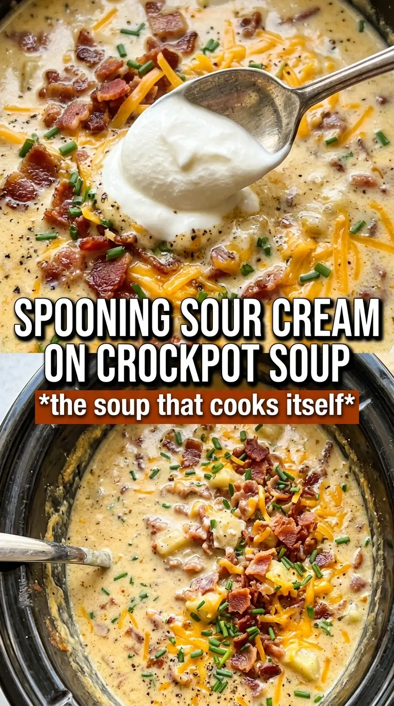 Crockpot Loaded Baked Potato Soup thick creamy