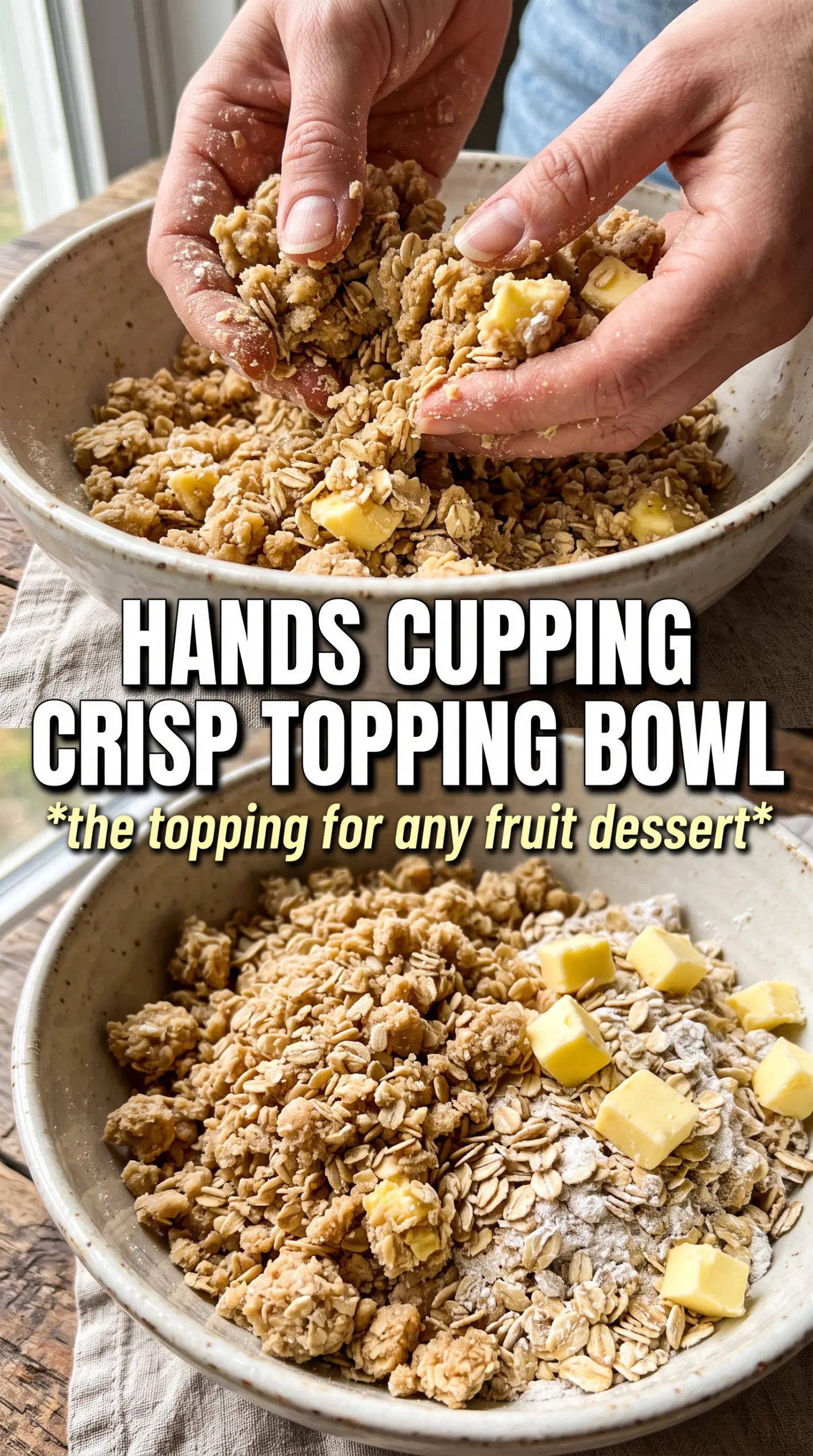Fruit Crisp Topping golden crumbly oats cinnamon