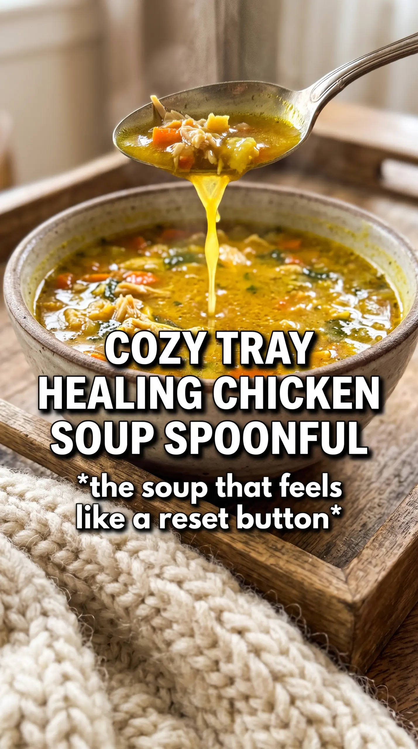 Healing Chicken Noodle Soup golden broth, ginger, lemon