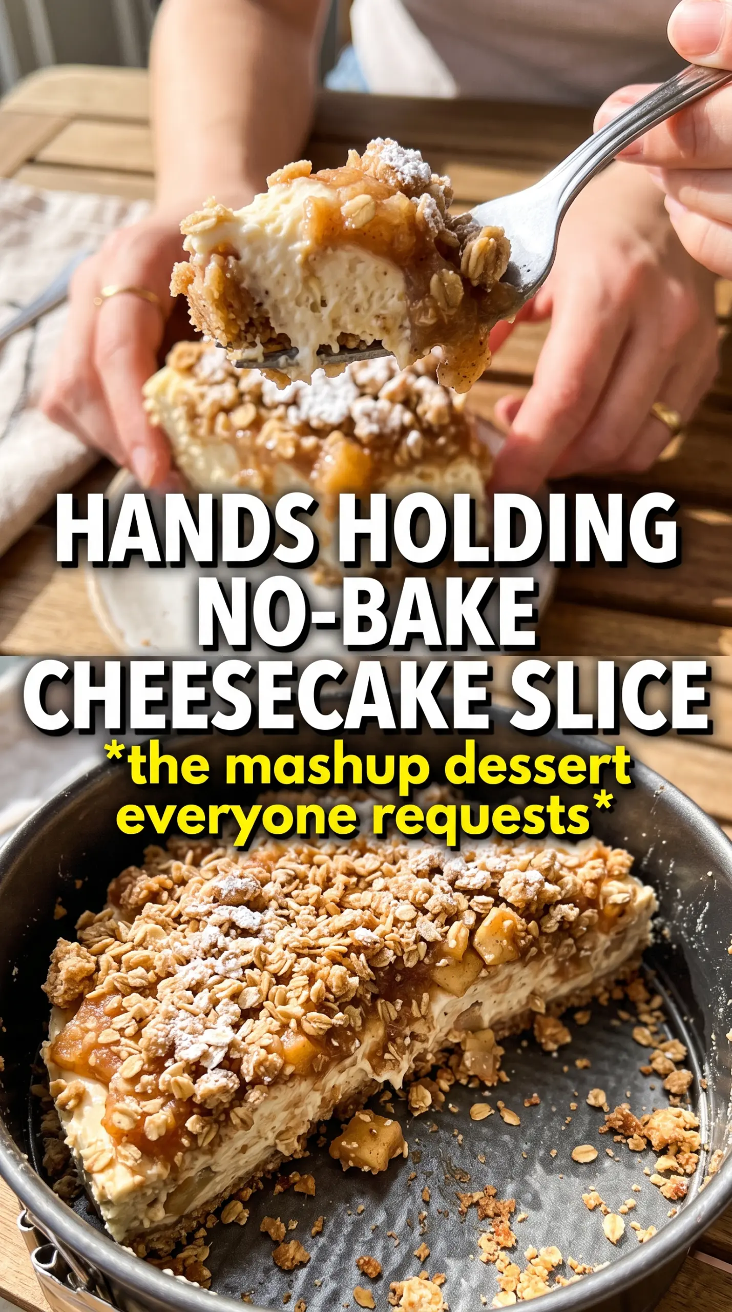 No-bake apple crumble cheesecake creamy spiced layered