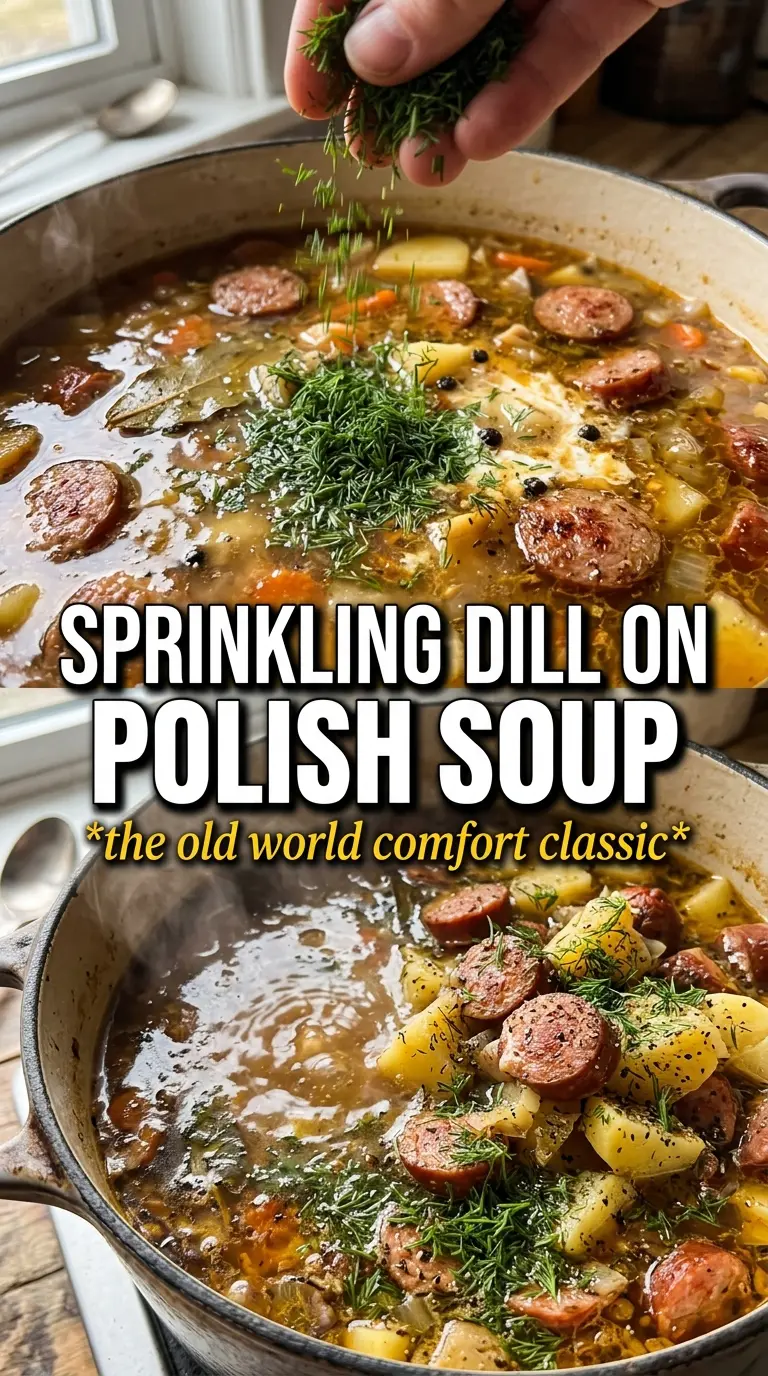 Polish Potato Soup creamy golden broth, kielbasa, dill