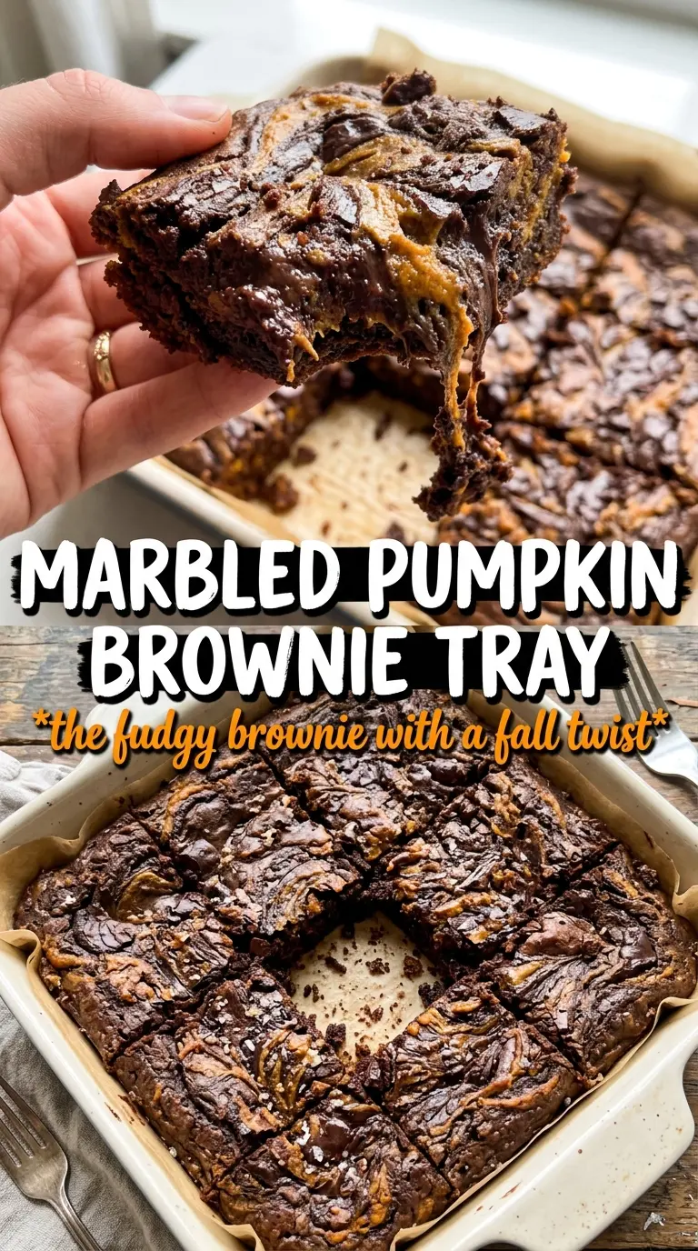 Pumpkin Brownies, fudgy marbled, spiced