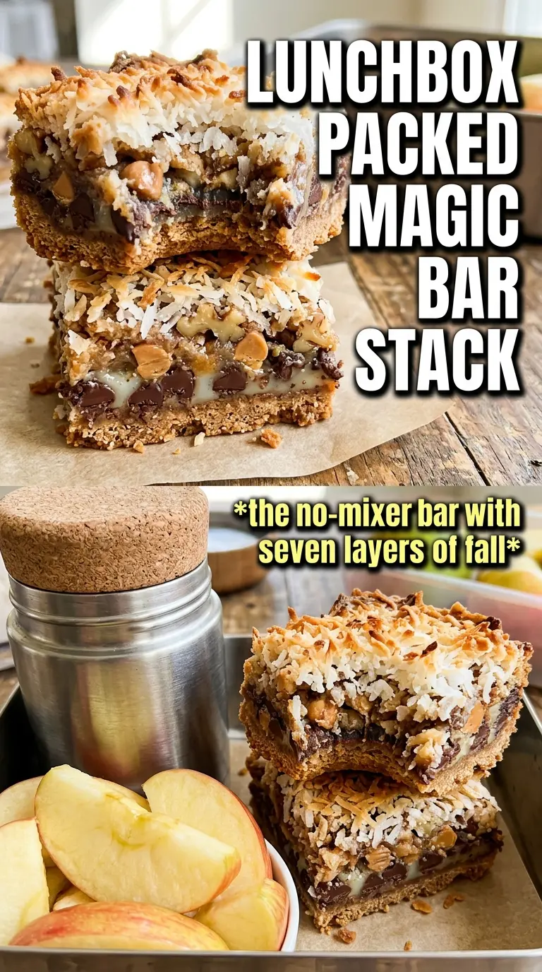 Pumpkin Magic Bars with gingersnap crust, coconut, white chocolate, toffee