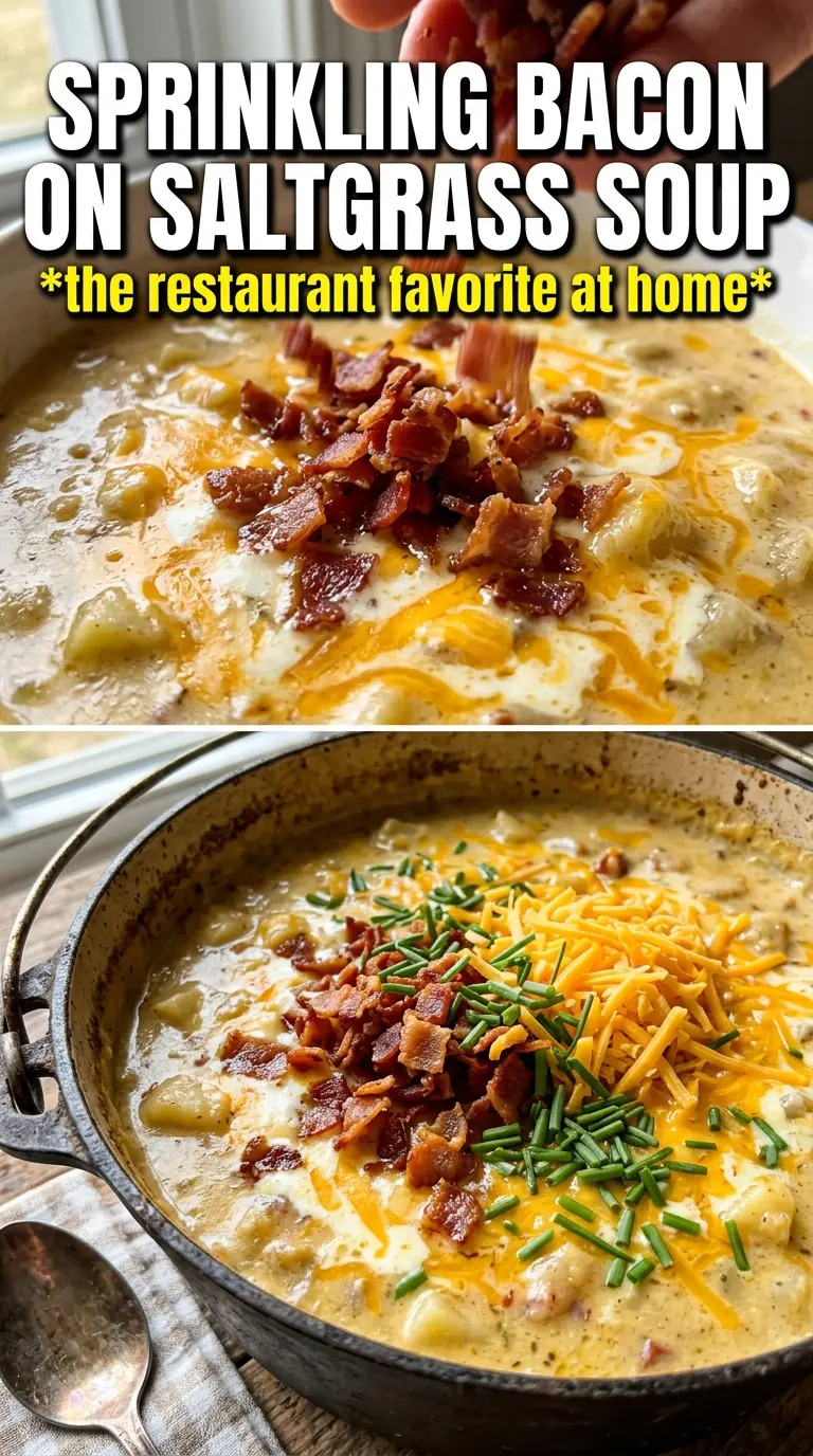 Saltgrass baked potato soup, creamy loaded, bacon cheddar