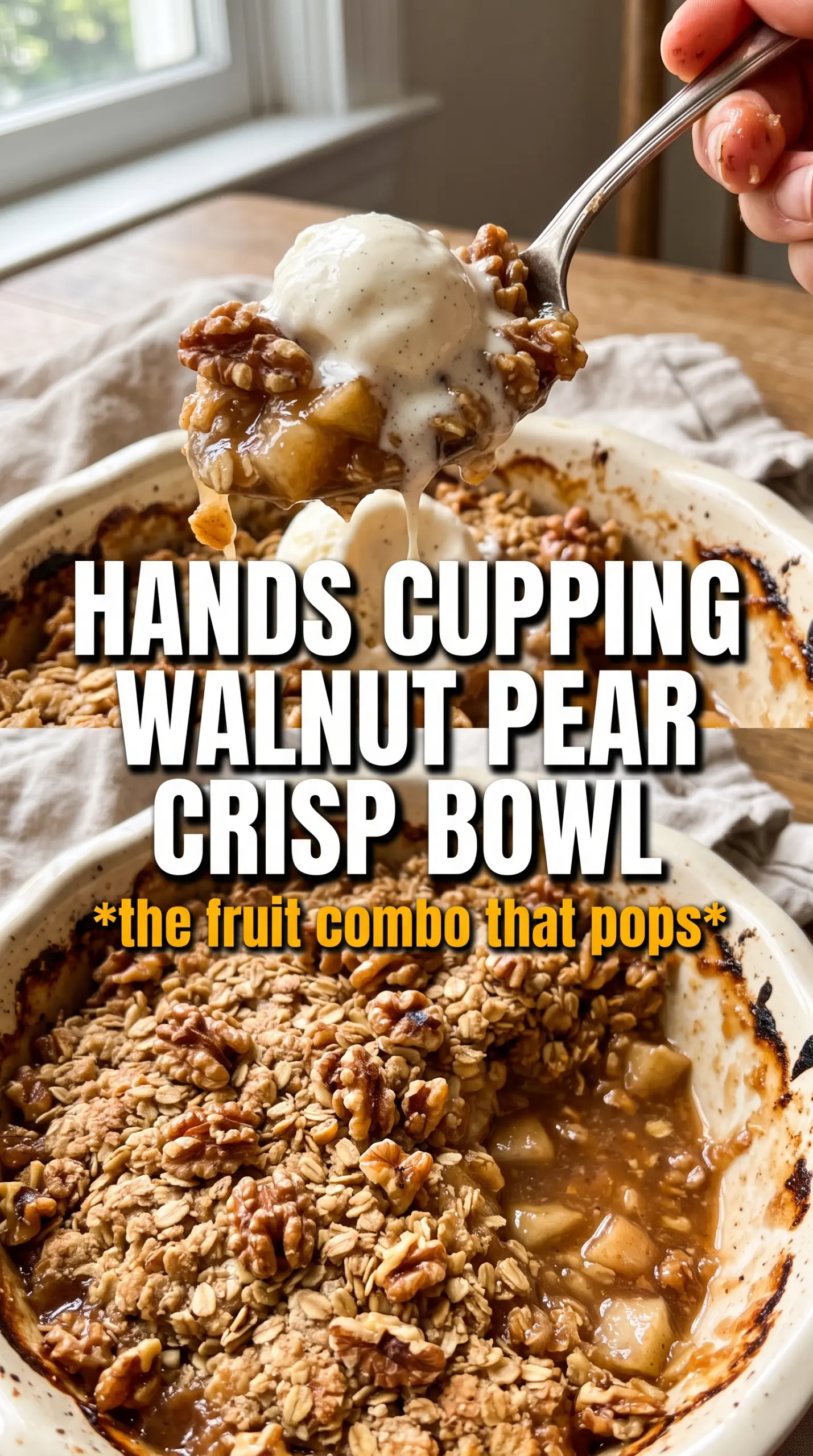Walnut Pear Apple Crisp golden crumbly dessert