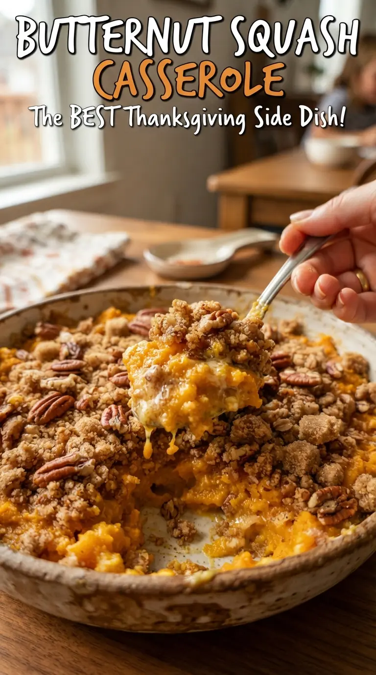 Butternut Squash Casserole creamy pecan streusel