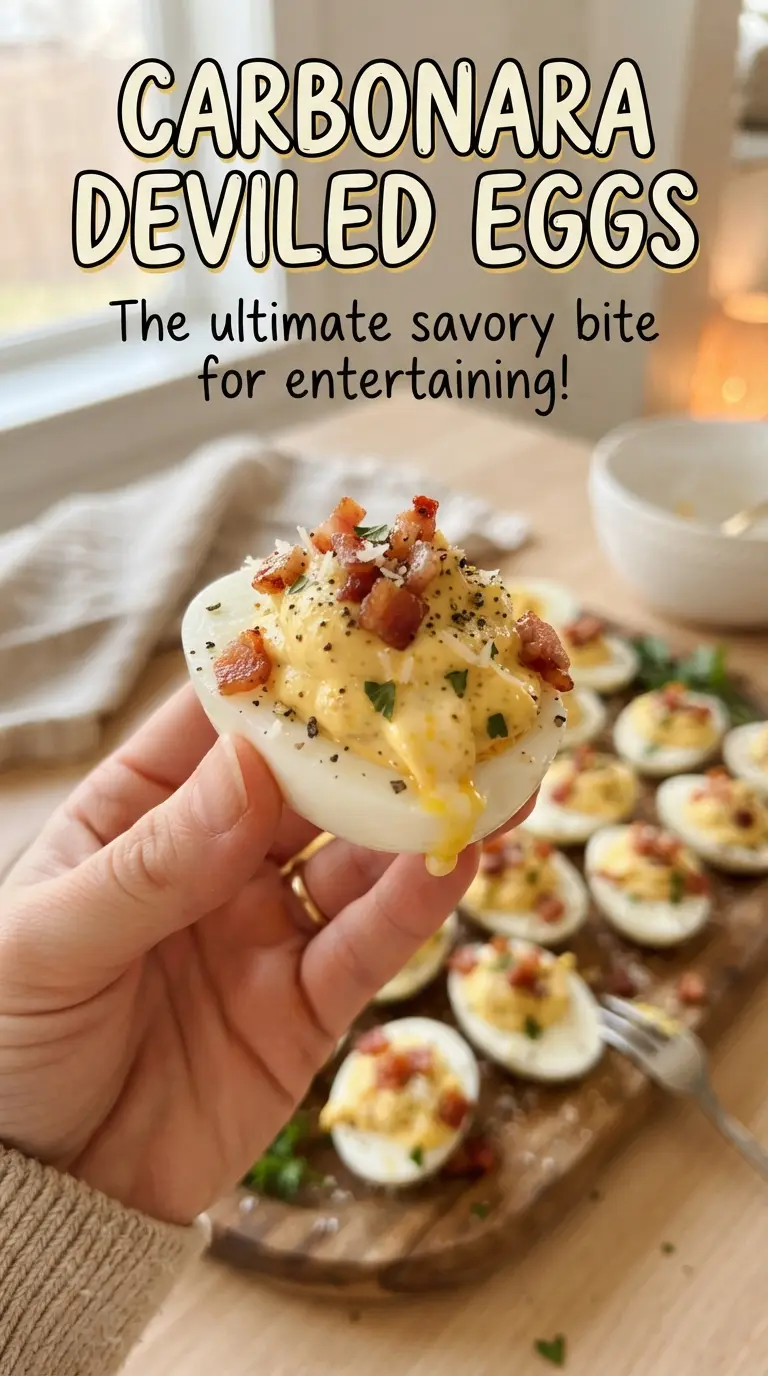 Carbonara Deviled Eggs rich peppery pancetta